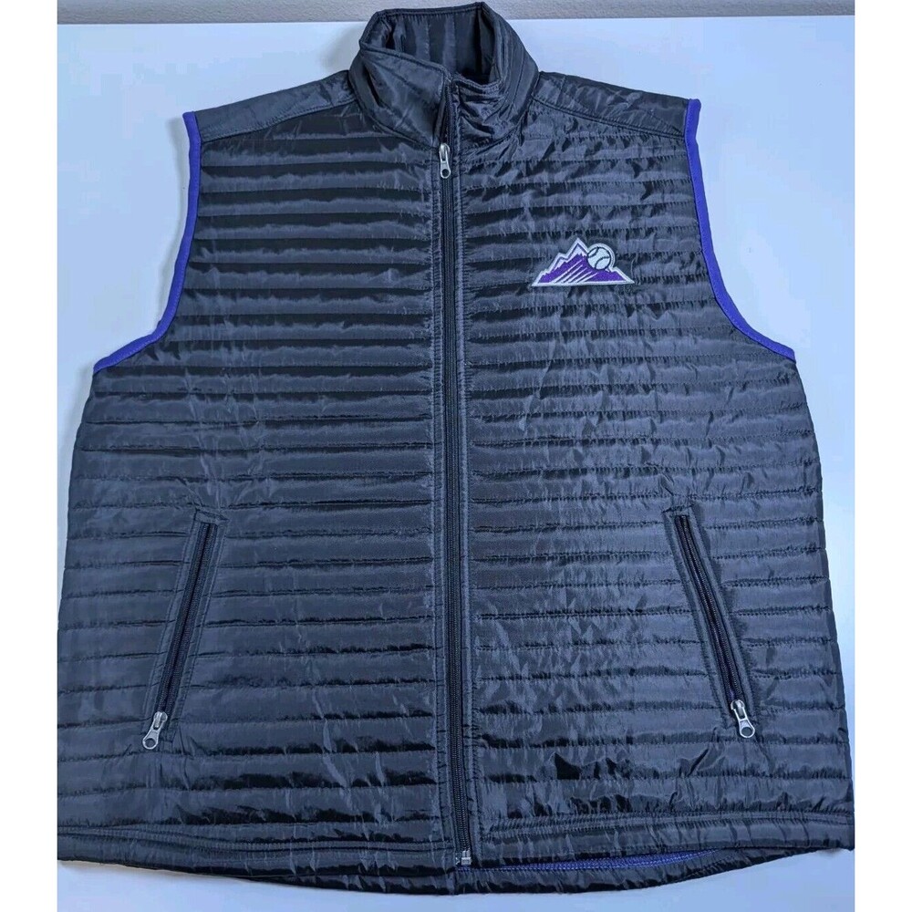 MLB King Soopers Colorado Rockies Vest Baseball Black Purple Size  L / XL